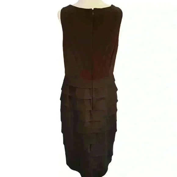 ADRIANNA PAPELL Dress Size 12 Brown Sleeveless Tiered Cocktail V-Neck Party - Picture 6 of 12